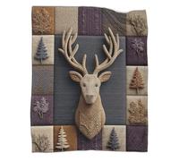 kaiyun Stag Silhouette, Scottish Native Geometric Design Patterned Throw Warm for Camping Outdoor Lightweight for Sofa Bed 80x90inch(200x230cm)