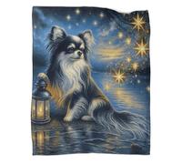 kaiyun Starry Night Dog Pattern Soft Throw Blanket 3D Printing Fantasy Art Style Suitable for Living Room Bedroom Sofa Sofa Warm And Comfortable 80x90inch(200x230cm)
