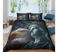 kaiyun Statue of The Goddess Duvet Cover Set 3D Print Bedding Bald Eagle Pattern Microfibre With Pillowcase For Kid Teens Adults Double(200x200cm)