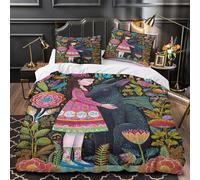 kaiyun Strange Creature And Little Girl Duvet Cover Set 3D Printed Quilt Covers 3Pcs with Pillowcase Zipper Closure, Soft Easy Care Microfibre Bedding Super King（260x220cm）