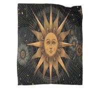 kaiyun Sun And Flowers, Stars, Golden Lines Outdoor Camping Printed Soft Breathable Warm Blanket Four Seasons Bedroom Bedspread 40x50inch(100x130cm)