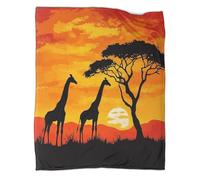 kaiyun Sunset Giraffes Throws,Soft And Warm African Savanna Art Style Printed Flannel for Bed And Sofa 60x80inch(150x200cm)