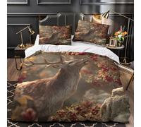 kaiyun Surreal Image of A Deer Eating Plums in The Autumn Forest 3PCs Duvet Cover Sets, 3D Printing Themed, Comfortable, Soft Bedding Set Bedroom Decor Super King(260x220cm)