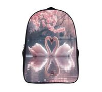 kaiyun Swans by The Lake Teenagers Backpack Middle School Students Romantic Scene Bookbag Outdoor Daypack 16 inch