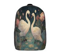 kaiyun Swans in Love, Water Lilies in Full Bloom Backpacks Kids Schoolbag with Adjustable Shoulder Strap Casual Daypack Sports Gym Outdoor 17inch