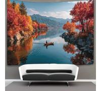 kaiyun Tapestry A Lake As Clear As A Mirror, Golden And Crimson Maple Leaves Wall Hanging Tapestries for Bedroom Living Room Apartment Dorm Decorations Wall Art Decor 130cmx150cm