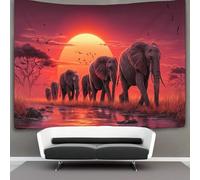 kaiyun Tapestry African Elephants on The Savannah Wall Hanging Tapestries for Bedroom Living Room Apartment Dorm Decorations Wall Art Decor 100cmx150cm