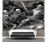 kaiyun Tapestry An Illustrated Scene of Skeletons Fighting Knights Wall Hanging Tapestries for Bedroom Living Room Apartment Dorm Decorations Wall Art Decor 150cmx200cm