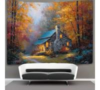 kaiyun Tapestry An Old Stone House in The Woods Wall Hanging Tapestries for Bedroom Living Room Apartment Dorm Decorations Wall Art Decor 130cmx150cm