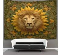 kaiyun Tapestry There Is A Lion's Head in The Middle of The Sunflower Wall Hanging Tapestries for Bedroom Living Room Apartment Dorm Decorations Wall Art Decor 130cmx150cm
