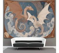 kaiyun Tapestry Two Dragons Hover over A Castle in A Bavarian Valley Wall Hanging Tapestries for Bedroom Living Room Apartment Dorm Decorations Wall Art Decor 150cmx200cm