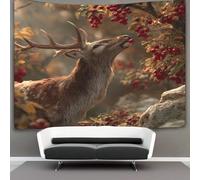 kaiyun Tapestry Wall Hanging Surreal Image of A Deer Eating Plums in The Autumn Forest Art for Bedroom Living Room Dorm Decor 70cmx100cm