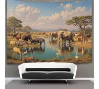 kaiyun The Animals Drank And Rested Around The Waterhole Tapestry, Wall Hanging,Wall Art for Bedroom Aesthetic Home Decoration for Living Roombedroom 180cmx230cm