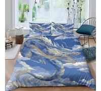 kaiyun The Azure Dragon Soars through The Sky Duvet Cover 3D Printed Bedding Set 3Pcs Microfiber Quilt Cover, with Pillowcase Comforter Cover Adults And Teens Super King（260x220cm）