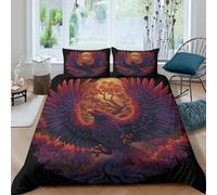 kaiyun The Eagle Guarding The Tree of Life during A Solar Eclipse Duvet Cover Set - Bedding Bed Set Printed Patterned with Pillowcases, Soft Microfiber Quilt Covers Double（200x200cm）