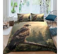 kaiyun The Eagle Perched on A Branch Duvet Cover Set 3D Printed Bedding Set, Quilt Cover,3 PCs - Shrink & Fade Resistant for Children Kids Boys Girls Double（200x200cm）