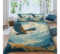 kaiyun The Eagle Soars Above The Mountains Duvet Cover Set 3D Print Bedding Pattern Microfibre With Pillowcase For Kid Teens Adults King（220x240cm）