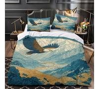 kaiyun The Eagle Soars Above The Mountains Duvet Cover Set 3D Printed Bedding Set, Quilt Cover,3 PCs - Shrink & Fade Resistant for Children Kids Boys Girls Super King（260x220cm）