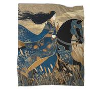 kaiyun The Elegant Queen Rides A Black Horse in Armor Blanket 3D Printed Throws Suitable Teens Adults Soft Plush Suitable for Holiday Bed Sofa 60x80inch(150x200cm)