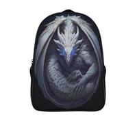 kaiyun The Ferocious White Dragon Coiled Into A Circle Backpacks 3D Printed Daypack for Boys Girls And Middle School Students 16 inch Large Capacity Bookbags