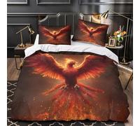 kaiyun The Fierce And Majestic Phoenix Rises from The Flames 3D Printed Duvet Cover Set,Microfibre Bedding Sets with Pillowcase Comforter Cover for Children Kids Boys Girls Super King（260x220cm）