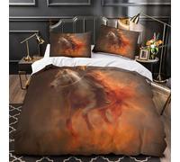 kaiyun The Fiery Horse And The Wizard 3D Print Duvet Cover 3 Piece Quilt Covers Bedding with Zipper Closure,with Pillowcase Microfiber for Boys Girls Adult Super King(260x220cm)