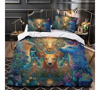 kaiyun The Forest Spirit Is Full of Love And Harmony, Shining Brightly Duvet Cover 3Pcs Set 3D Printed Quilt Covers Set with Pillowcase Microfibre Bedroom Bedding Set Super King（260x220cm）