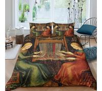 kaiyun The Fortunes Sitting at A Loom Printed Bedding Set Microfibre Duvet Cover Set 3d Medieval Style Theme Comforter Cover 3 Pieces for Kids Teens Adults Double（200x200cm）