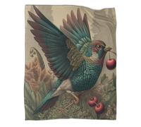 kaiyun The Giant Sparrow Was Holding Two Cherries in Its Beak Bedding Boys And Girls Blanket Printed Fluffy Soft Comfortable Suitable for Sofa Bed 80x90inch(200x230cm)