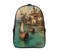 kaiyun The Golden Age of Pirates, Safe Harbor Boys Girls Babies Toddler Backpack Side Hidden Pockets,with Adjustment Buckle Kids Travel Bag For, 16 inch
