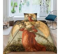 kaiyun The Harvest Goddess 3D Duvet Cover,Microfibre Bedding Sets, Easy-Care Ceres And Sickle Printed Quilt Covers, 3 Piece Comforter Cover for Kids Teens Single(135x200cm)