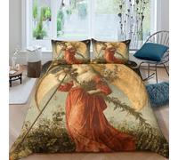 kaiyun The Harvest Goddess Duvet Cover Set 3D Printed Quilt Covers 3Pcs with Pillowcase Zipper Closure, Soft Easy Care Microfibre Ceres And Sickle Bedding King(220x240cm)