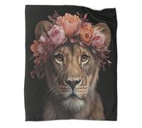 kaiyun The Lioness Wears A Large Flower Crown Patterned Throw Warm for Camping Outdoor Lightweight for Sofa Bed 50x60inch(127x152cm)