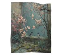 kaiyun The Little Birds in The Garden, The Blooming Plum Blossoms Super Soft Blanket | Throws | Fluffy And Warmth Comfortable Travel Cover,80x90inch(200x230cm)