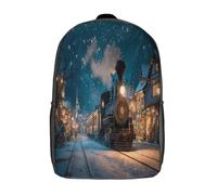kaiyun The Magical Christmas Train Arrives at The Village And Train Station Backpack Bookbags for Boys And Girls With,Travel School Bag Toddler Rucksack for Books And Toys 17inch