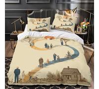 kaiyun The Main Stages of Human Life Printed Duvet Cover, 3Pcs with Pillowcase Bedding Bed Set,Microfibre Quilt Covers,3D Print, for Children Kids Boys Girls Super King（260x220cm）