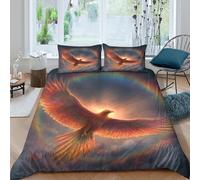 kaiyun The Phoenix Flies in The Sky And The Rainbow Is Beautiful 3PCs Duvet Cover Sets, 3D Printing Themed, Comfortable, Soft Bedding Set Bedroom Decor King（220x240cm）