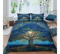 kaiyun The Tree of Life, An Open Field Under The Night Sky 3D Duvet Cover,Microfibre Bedding Sets, Easy-Care Printed Quilt Covers, 3 Piece Comforter Cover for Kids Teens Super King（260x220cm）