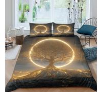 kaiyun The Tree of Life Shines with Golden Light Duvet Cover Set 3D Print Bedding Pattern Microfibre With Pillowcase For Kid Teens Adults King（220x240cm）