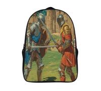 kaiyun The Two Knights Stood Facing Each Other with Their Swords Drawn Backpacks 3D Printed Daypack for Boys Girls And Middle School Students 39x29x16cm Large Capacity Bookbags
