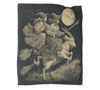 kaiyun The Witch Rides A Goat at Night Blanket - Versatile Warm Bedding Soft And Comfortable Travel Bed Throws And Patchwork Quilts 40x50inch(100x130cm)