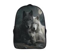 kaiyun The Wolf Clan Cuddling Together Childrens Premium School Travel Bag with Side Hidden Pockets,Moon Bookbag for Boys Girls,Adjustment Buckle Rucksack 16 inch