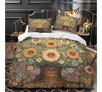 kaiyun There Is A Face in The Center of The Flower Bedding Set 3D Printed The Great Oak Duvet Cover Soft Microfiber Quilt Cover Comforter Cover 3 Piece for Teens Boys Girls Super King(260x220cm)