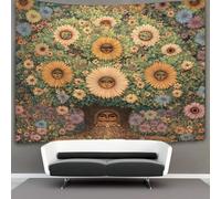 kaiyun There Is A Face in The Center of The FlowerTapestry The Great Oak Wall Hangings Living Room Decorative for Bedroom 100cmx150cm