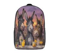 kaiyun Three Lively Donkeys at The Rooftop Bar Boys Girls Babies Toddler Backpack Side Hidden Pockets,with Adjustment Buckle Kids Travel Bag For, 17inch