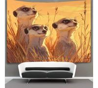kaiyun Three Meerkats Standing on The Savannah Tapestry Tapestries 3D Wall Hanging Home Decorations for Room 180cmx230cm