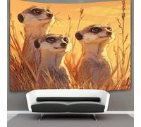 kaiyun Three Meerkats Standing on The SavannahTapestry Wall Hangings Living Room Decorative for Bedroom 70cmx100cm
