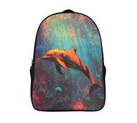 kaiyun Tiger-striped Orange Dolphin Kids Preschool Travel Backpack Kindergarten Ocean Landscape Schoolbag Bookbag For Girls Boys 16 inch