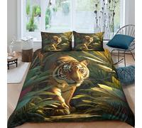 kaiyun Tigers Roam Freely in The Dense Jungle 3D Printed Duvet Cover Set,Microfibre Bedding Sets with Pillowcase Comforter Cover for Children Kids Boys Girls King（220x240cm）