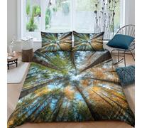 kaiyun Towering Trees in The Forest from An Upward Perspective 3D Duvet Cover,Microfibre Bedding Sets, Easy-Care Printed Quilt Covers, 3 Piece Comforter Cover for Kids Teens King（220x240cm）